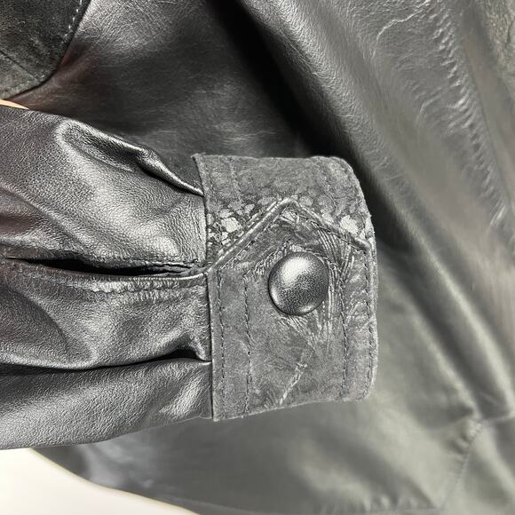 Wilsons Leather Long Trench Coat Jacket Mens Medium Black VTG Lace Suede Lined - Picture 16 of 16